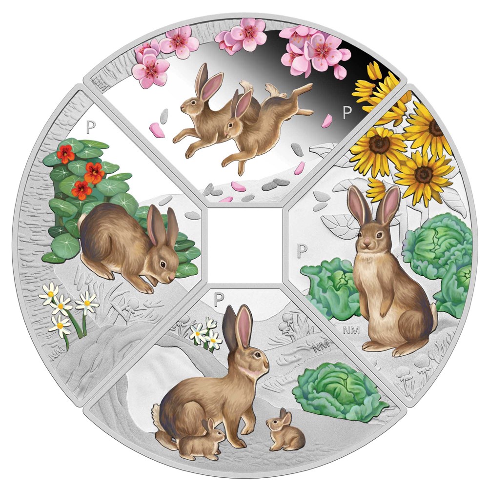 Year of Rabbit Quadrant 2023 1oz Silver Proof Four Coin Set