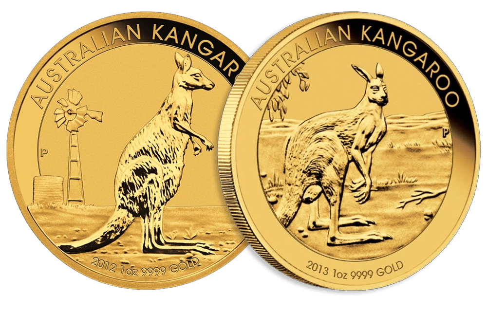 a gold coin with a kangaroo on it