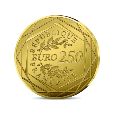 Alternative view of Lord of the Rings 250€ Gold Coin Rohan flag - BU Quality Year 2026